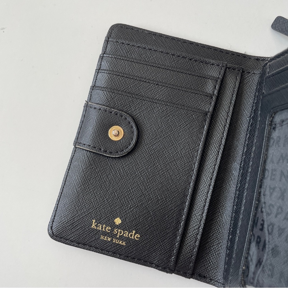 Kate Spade Neda Black Saffiano Leather Zip Around Mini Wallet - Picture 9 of 14